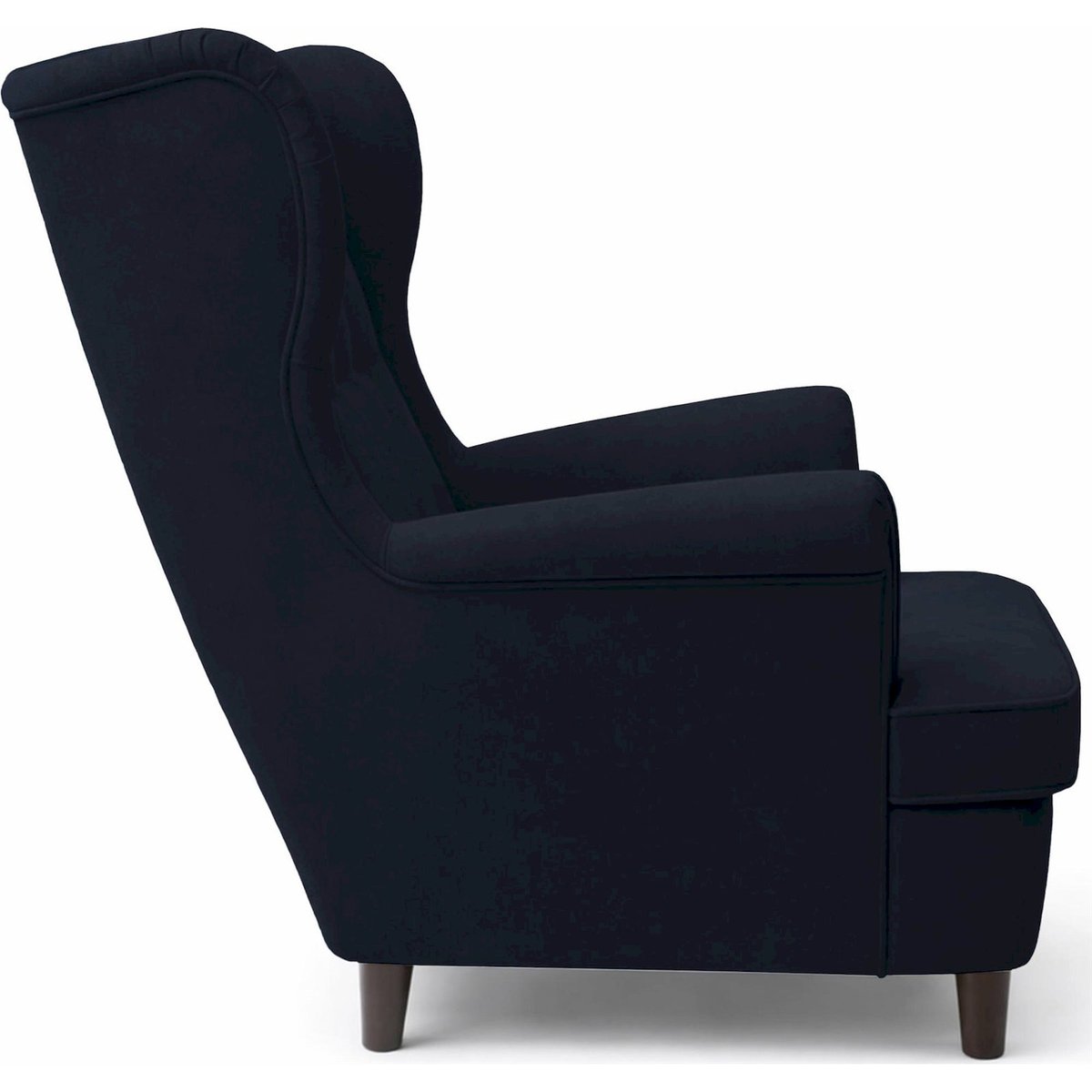 Fauteuil à oreilles MALMELLO avec repose-pieds bleu nuit cloud, RECOLLECTION