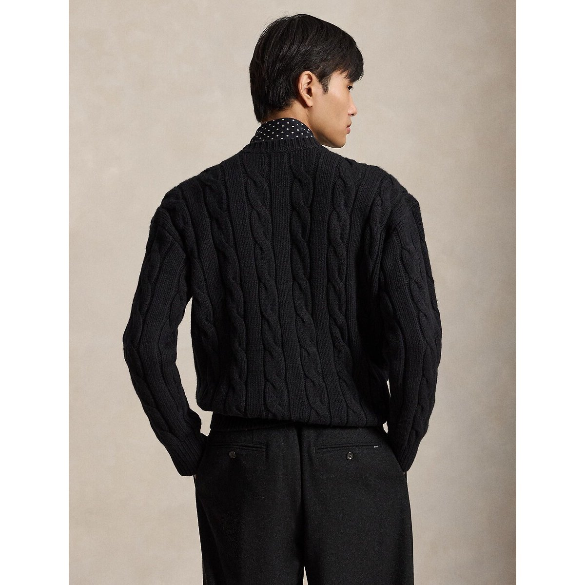 Kabeltrui van wolmix, Relaxed Fit zwart, POLO RALPH LAUREN