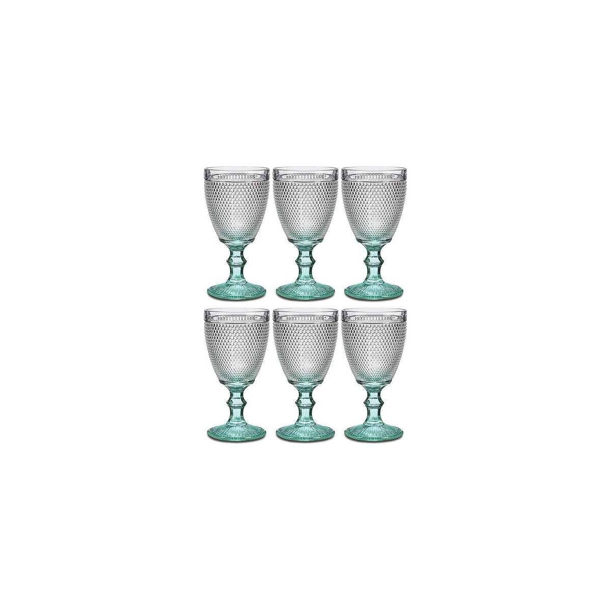Set de 6 Verres à Vin Pieds Turquoise Points - 33cl bleu, WADIGA