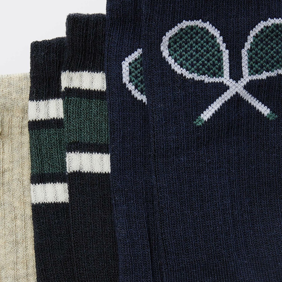 Lot de 3 paires de chaussettes rayées contenant du coton BIO marine, MONOPRIX