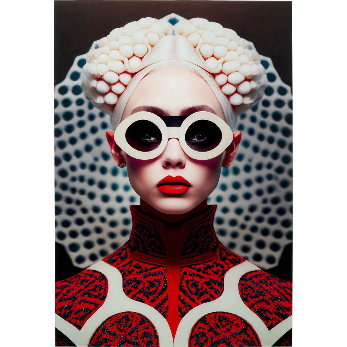Tableau en verre femme futuriste, VIBE rouge, KARE DESIGN