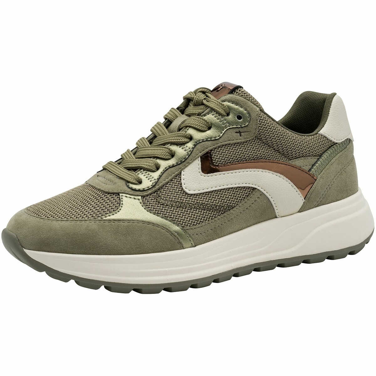 Mixed-Material Trainers olive, TAMARIS