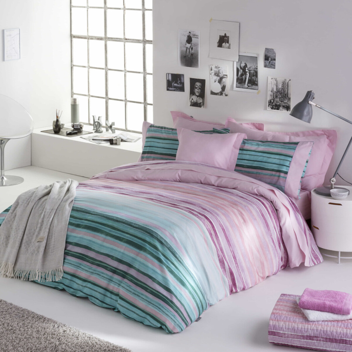 HOUSSE DE COUETTE ELYSE rose/vert/bleu, NAF NAF HOME