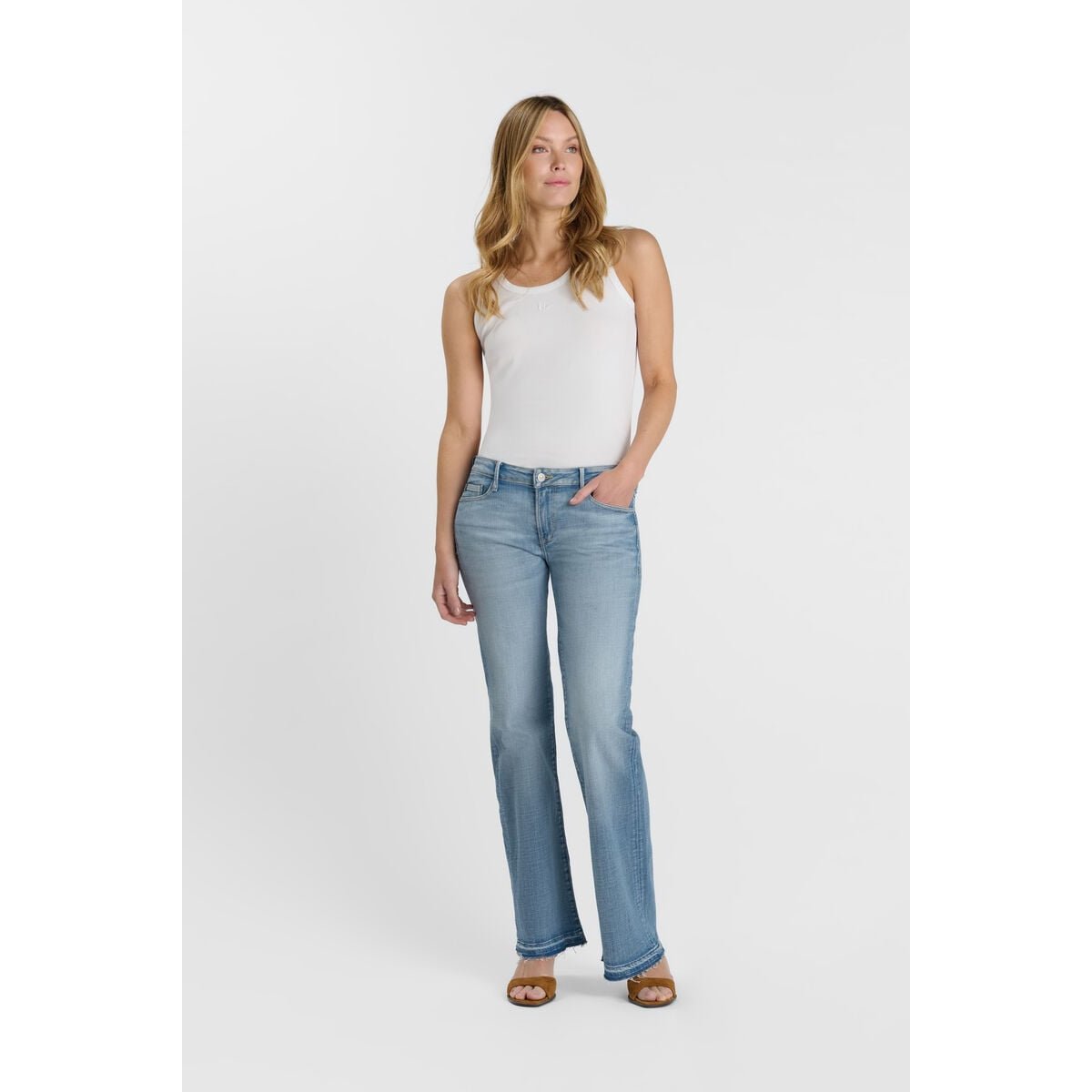 Jeans flare , longueur 34 blue, LE TEMPS DES CERISES