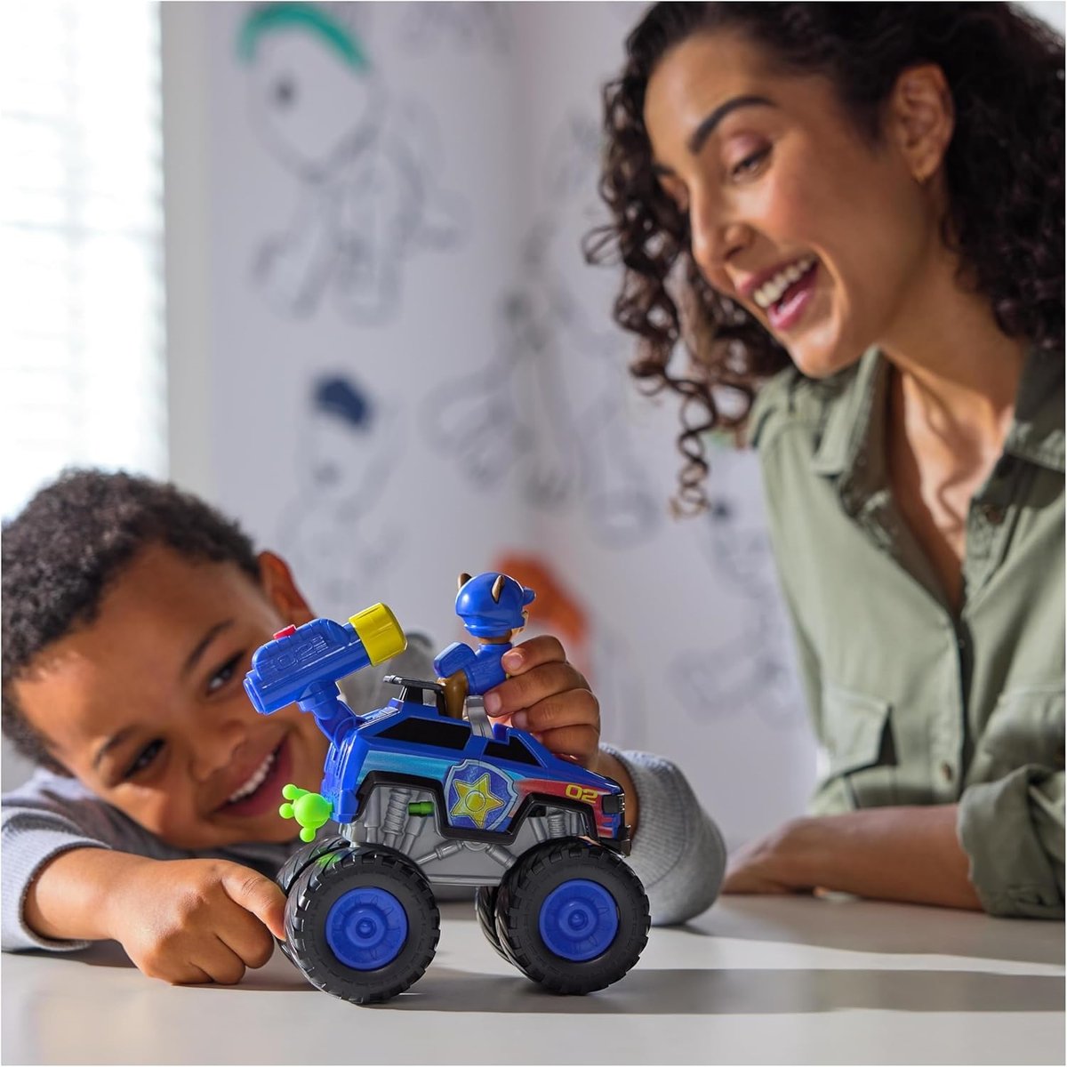 Paw Patrol - Pat Patrouille - Véhicule + figurine Chase Rescue Wheels bleu, SPIN MASTER