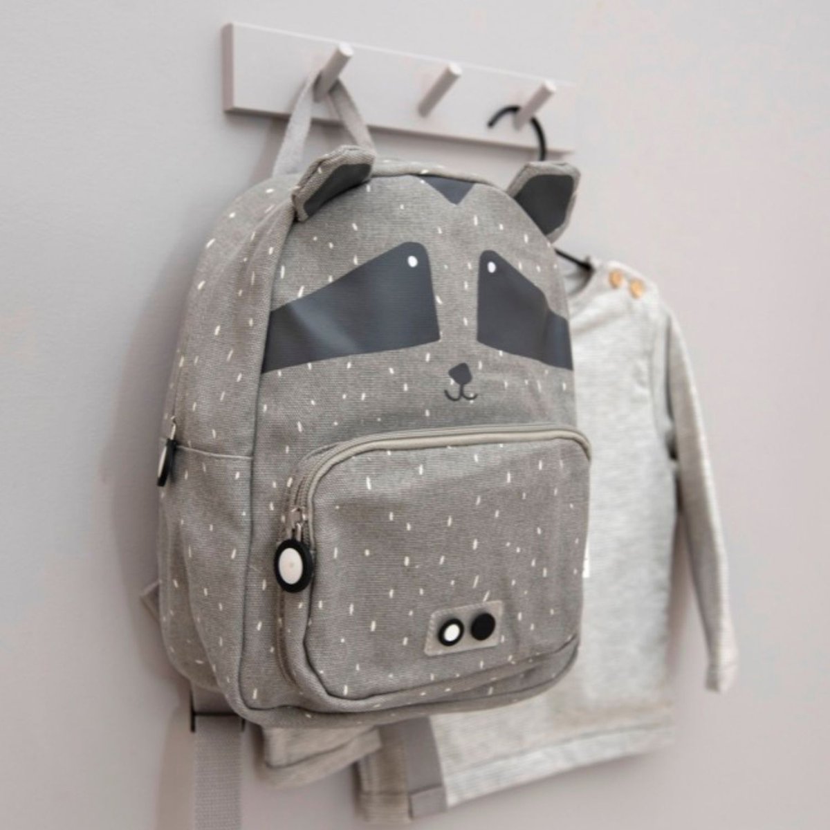 Sac à dos enfant gris, blanc, noir, TRIXIE