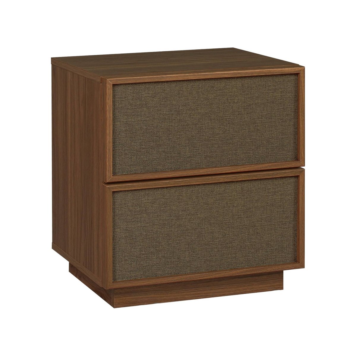 Table de chevet décor bois et tissu 2 tiroirs  KUBA noyer, SWEEEK