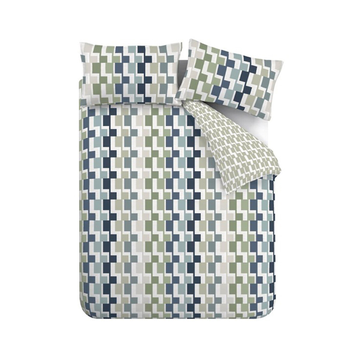 Bryson Geo Reversible Duvet Cover And Pillowcase Set blue, CATHERINE LANSFIELD