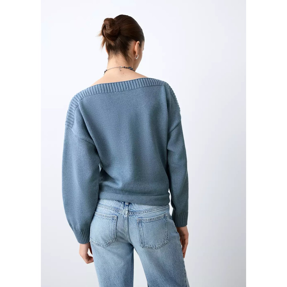 Pull-over en maille fine bleu, MANGO TEEN