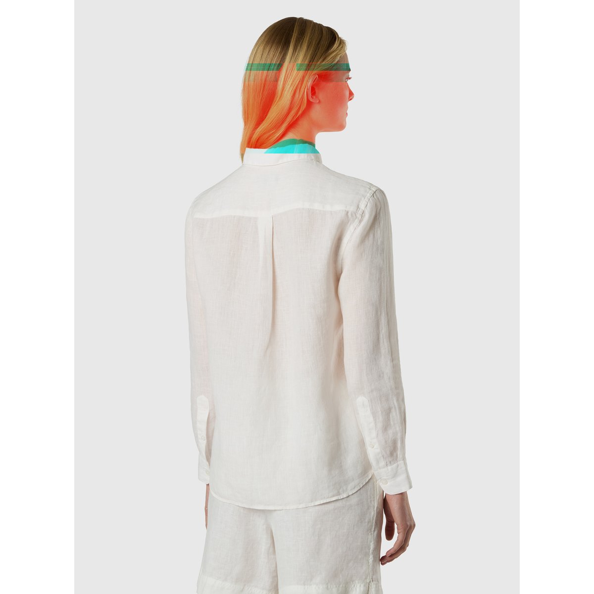 Chemise en lin avec logo brodé guimauve, NORTH SAILS
