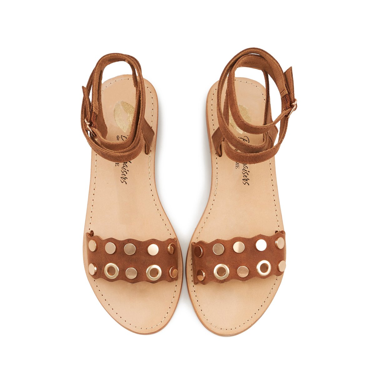 Sandales En Cuir Sophie cognac, BONS BAISERS