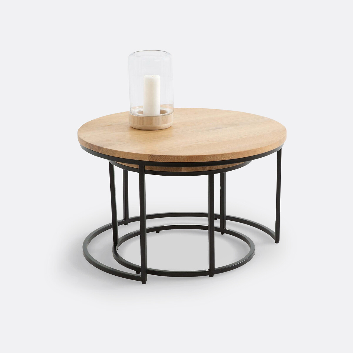 Lot de 2 tables basses gigognes en chêne, HIBA chêne, LA REDOUTE INTERIEURS