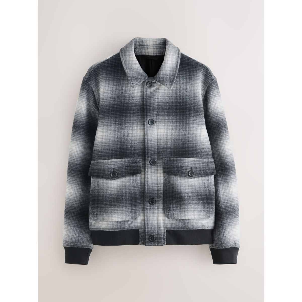 Veste à carreaux en laine mélangée douce noir/blanc, NEXT