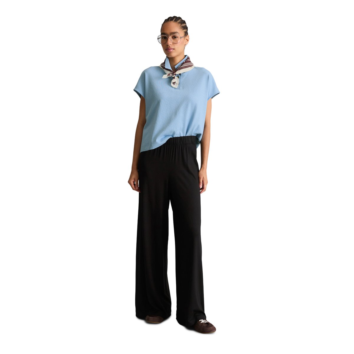 Pantalon en jersey large en LENZING™ ECOVERO™ noir, MARC O’POLO DENIM