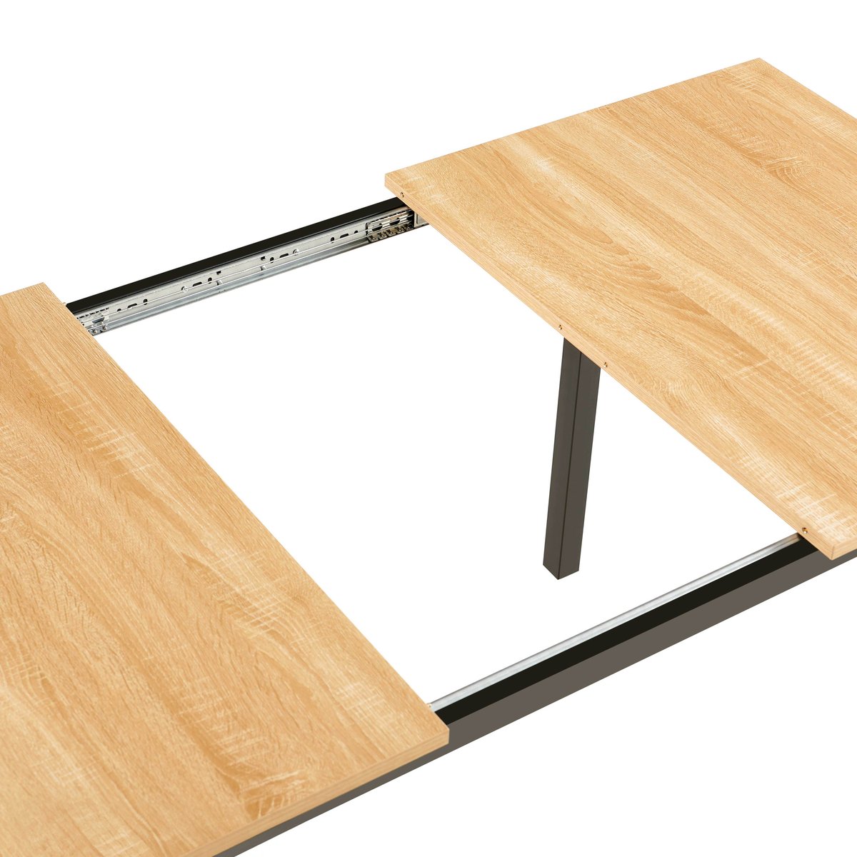 Table à manger extensible en effet bois 160 cm 4 à 6 places, ARIANE bois clair, OVIALA