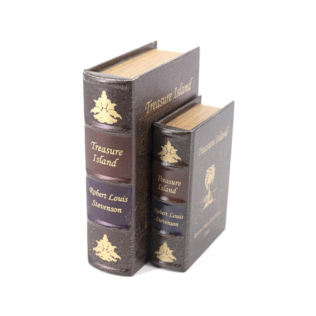 Livre treasure island carton similicuir marron, DECORATION D’AUTREFOIS