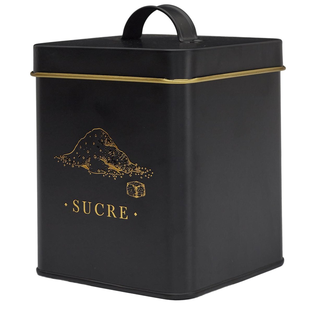 Boîte à sucre en métal noir et doré noir, EDEN
