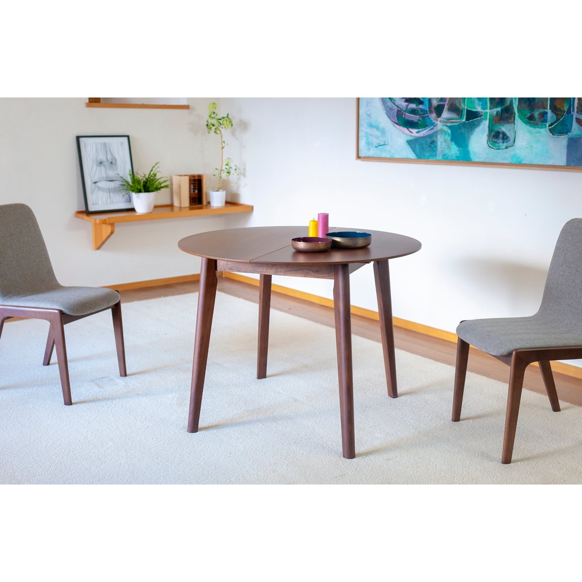 Table à rallonge en noyer CRISTINA bois foncé, PRODUIT INTERIEUR BRUT