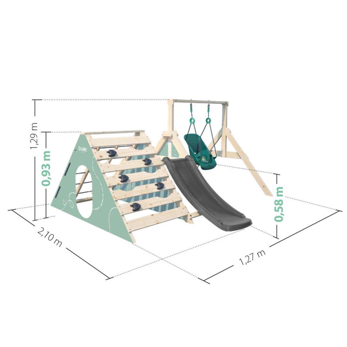 Aire de jeux en bois premier âge et balançoire bébé OLYMPE beige, SOULET