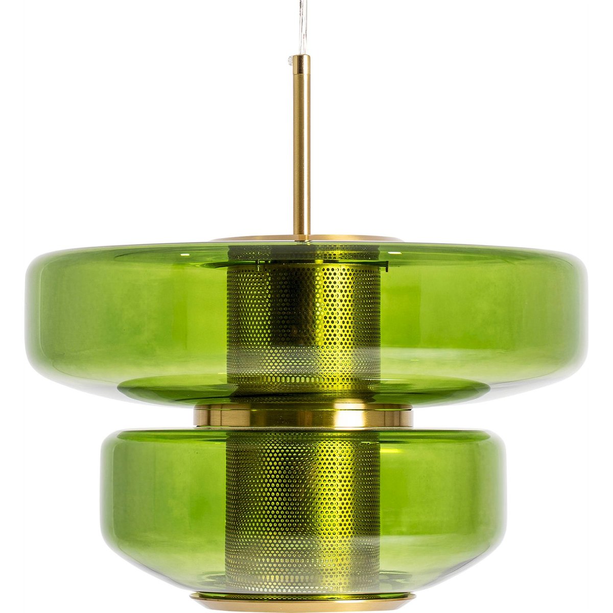 Lustre art déco en cristal finition striée vert cristal strié doré, RECOLLECTION