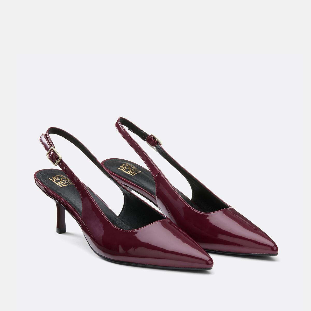 Escarpins en polyuréthane talon large bordeaux, LA REDOUTE COLLECTIONS