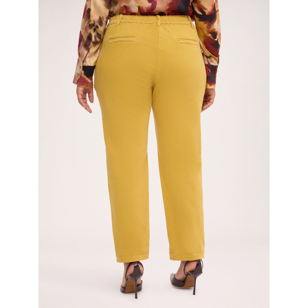Pantalon chino avec applications jaune, FIORELLA RUBINO