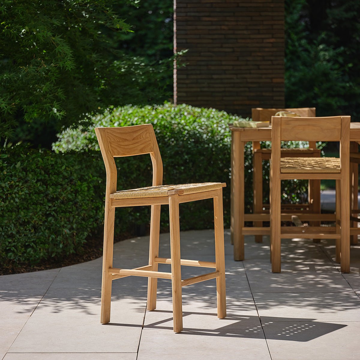 Chaise de bar de jardin en teck  PIANA naturel, BERAH GETAH