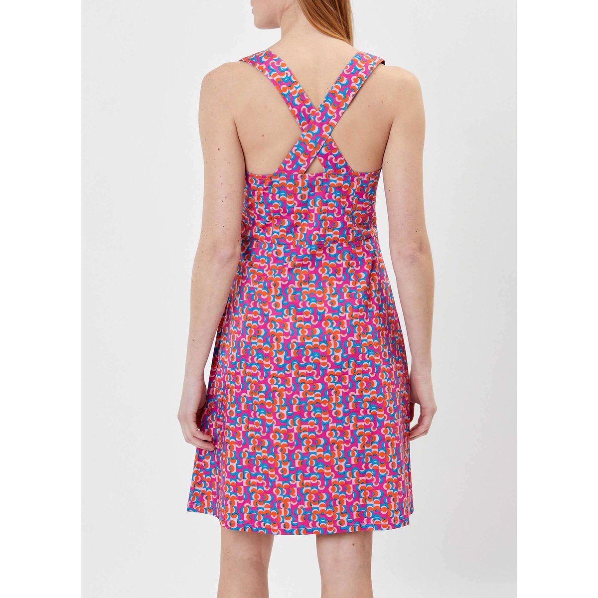 Robe rétro imprimée PAULA rose logo, PRINCESSE NOMADE