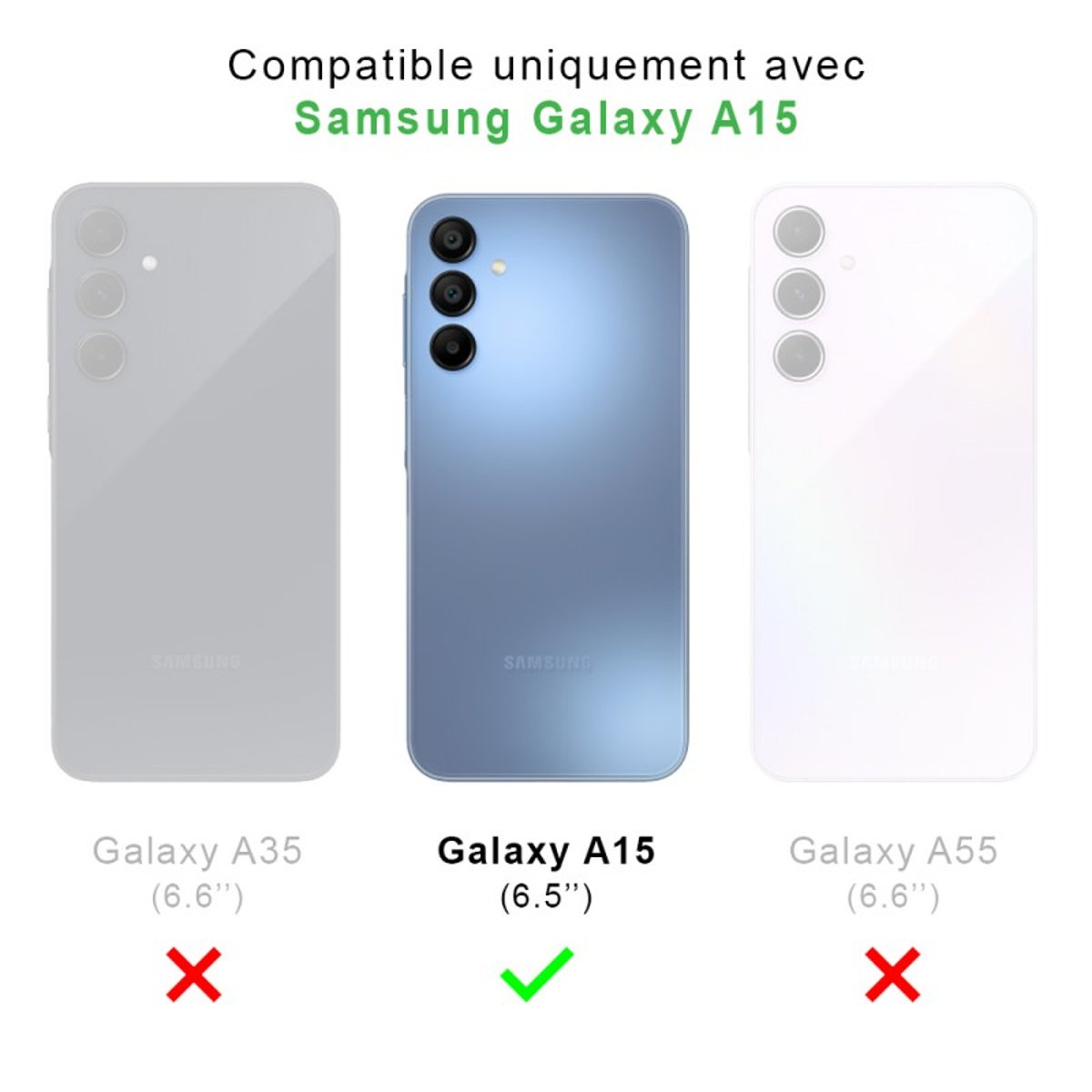Coque Galaxy A15 antichoc + 2 vitres transparent, EVETANE