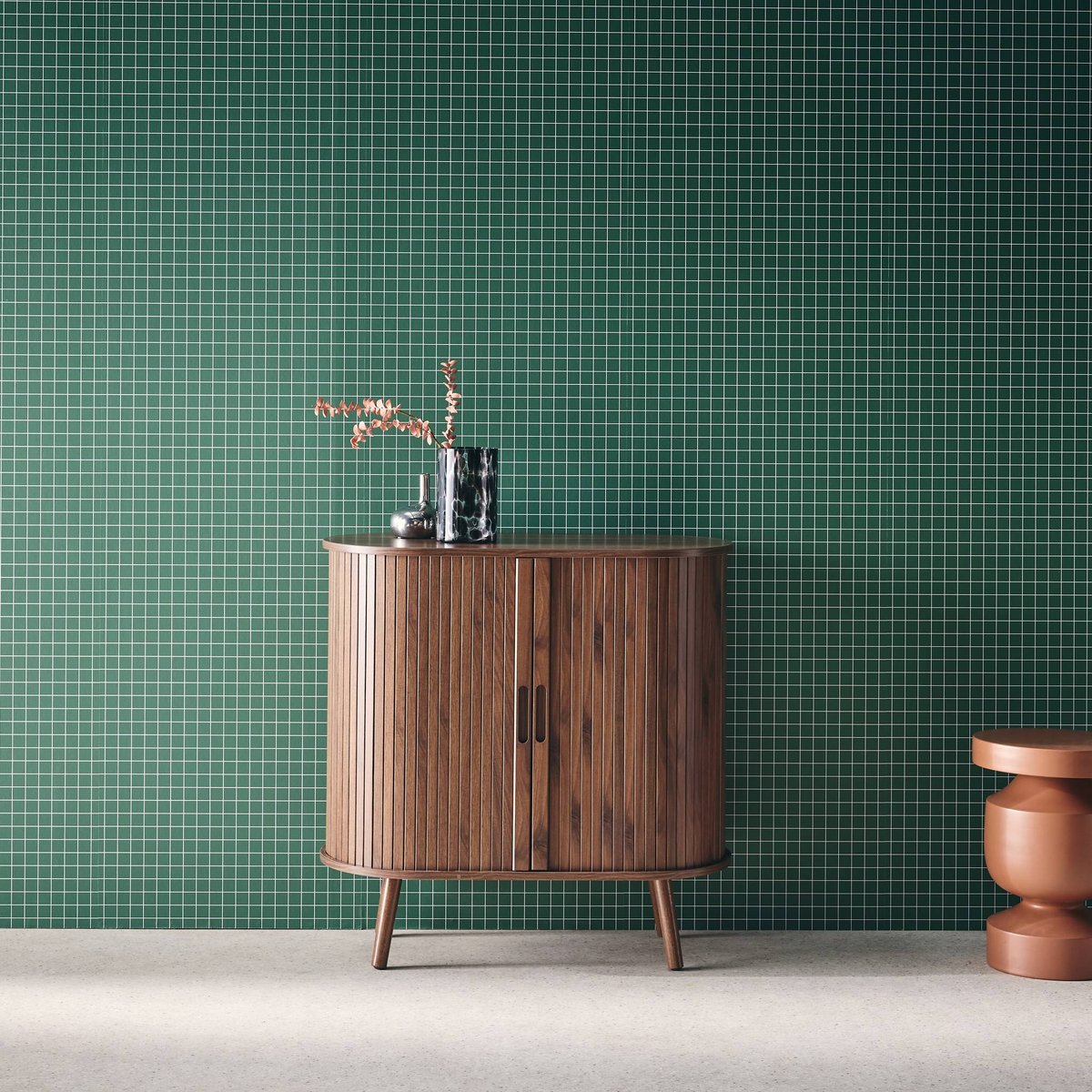 Buffet scandinave décor bois rainuré 2 portes coulissantes 80cm LEGACY naturel, SWEEEK