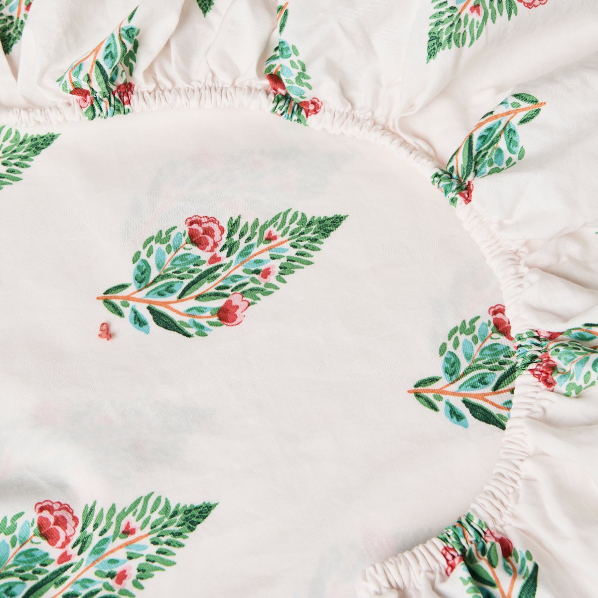 Drap housse coton bio BUNDI imprimé, CARRE BLANC