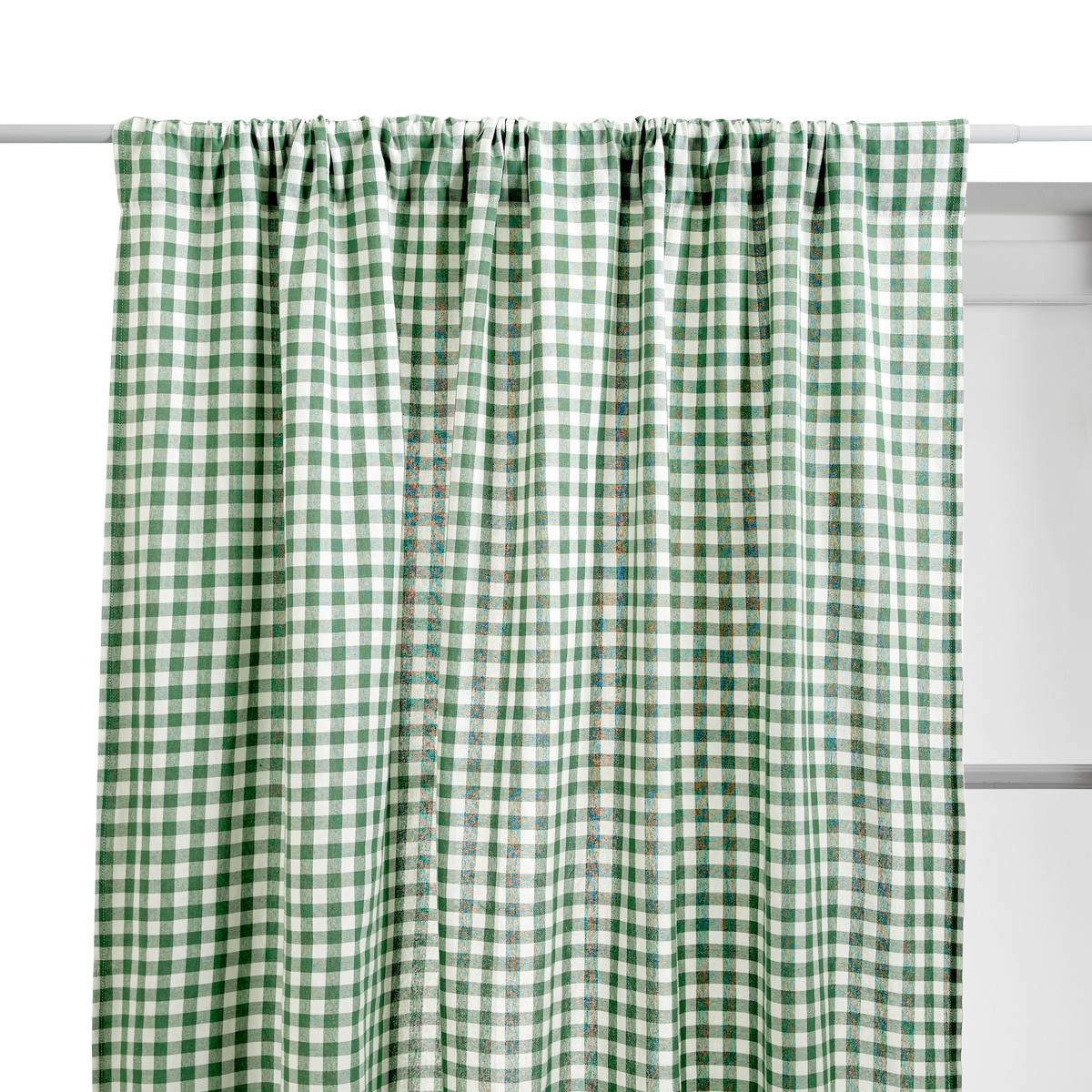 Rideau motif vichy en coton GROOVE vert, ATMOSPHERA