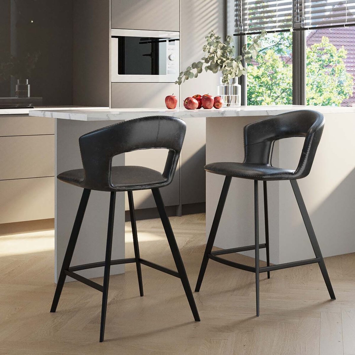 Tabouret de bar en simili, REUNION noir, KARE DESIGN