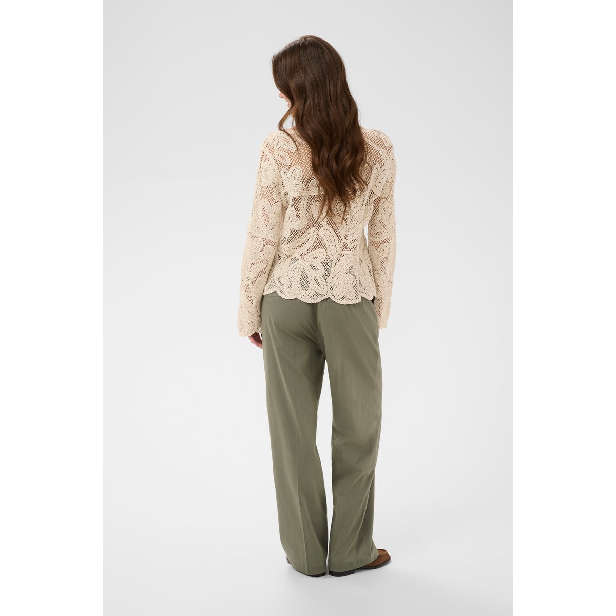 Cardigan à tricot beige nature undyed color, CREAM