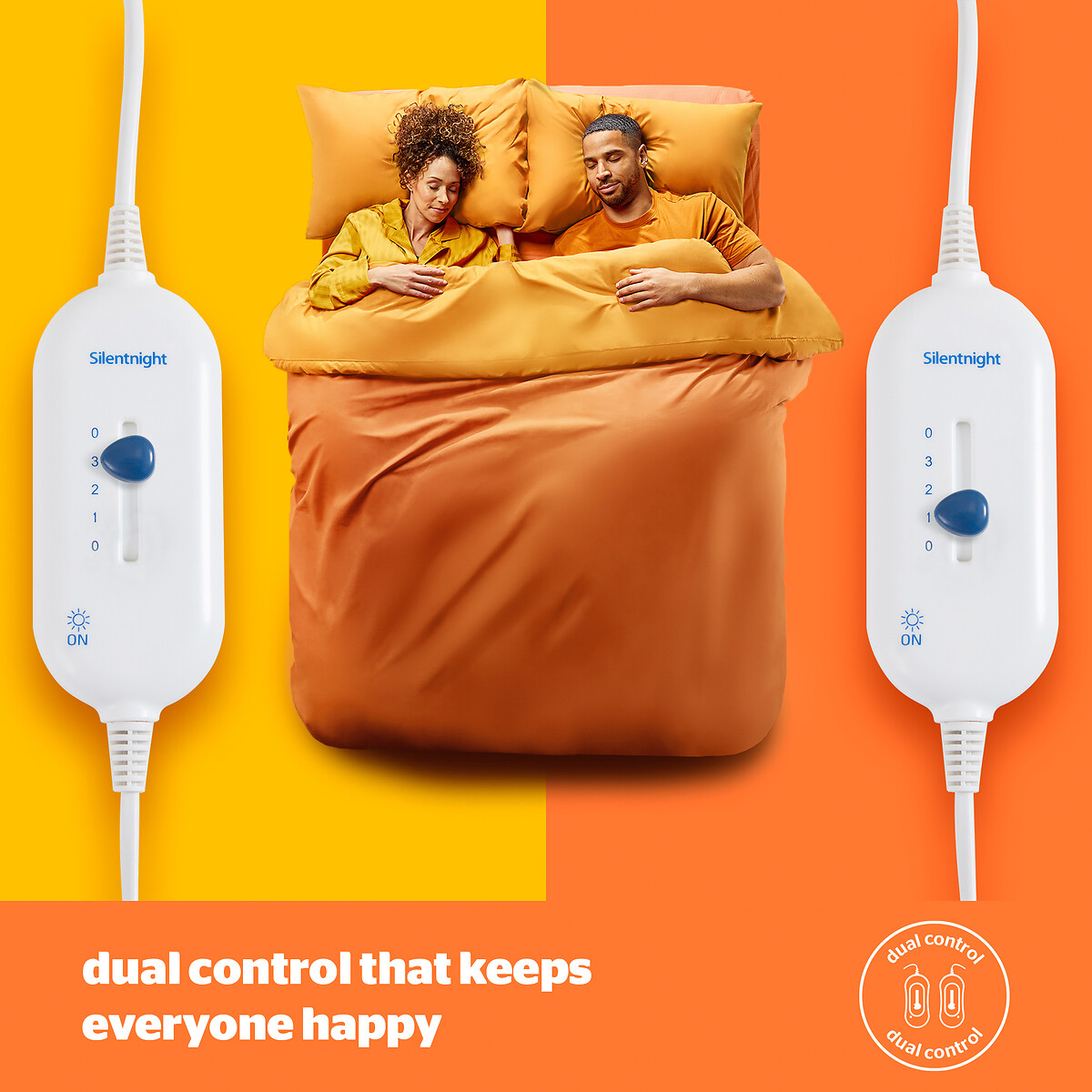 Double Yours and Mine Dual Control Electric Blanket white, SILENTNIGHT