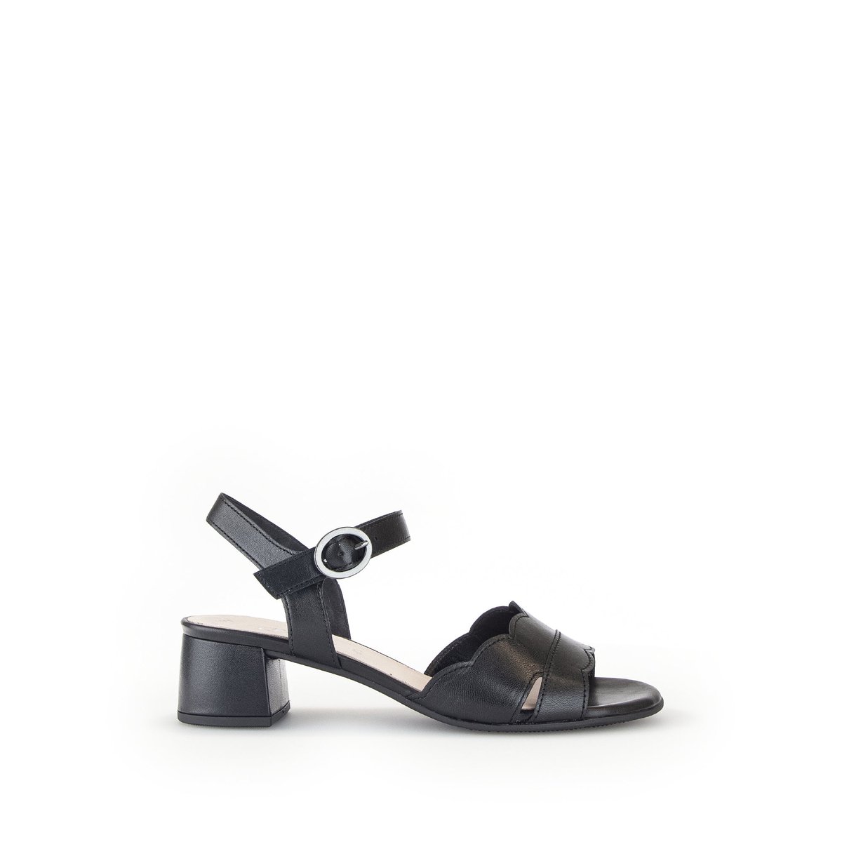 Sandales en cuir à talon décroché block noir, GABOR
