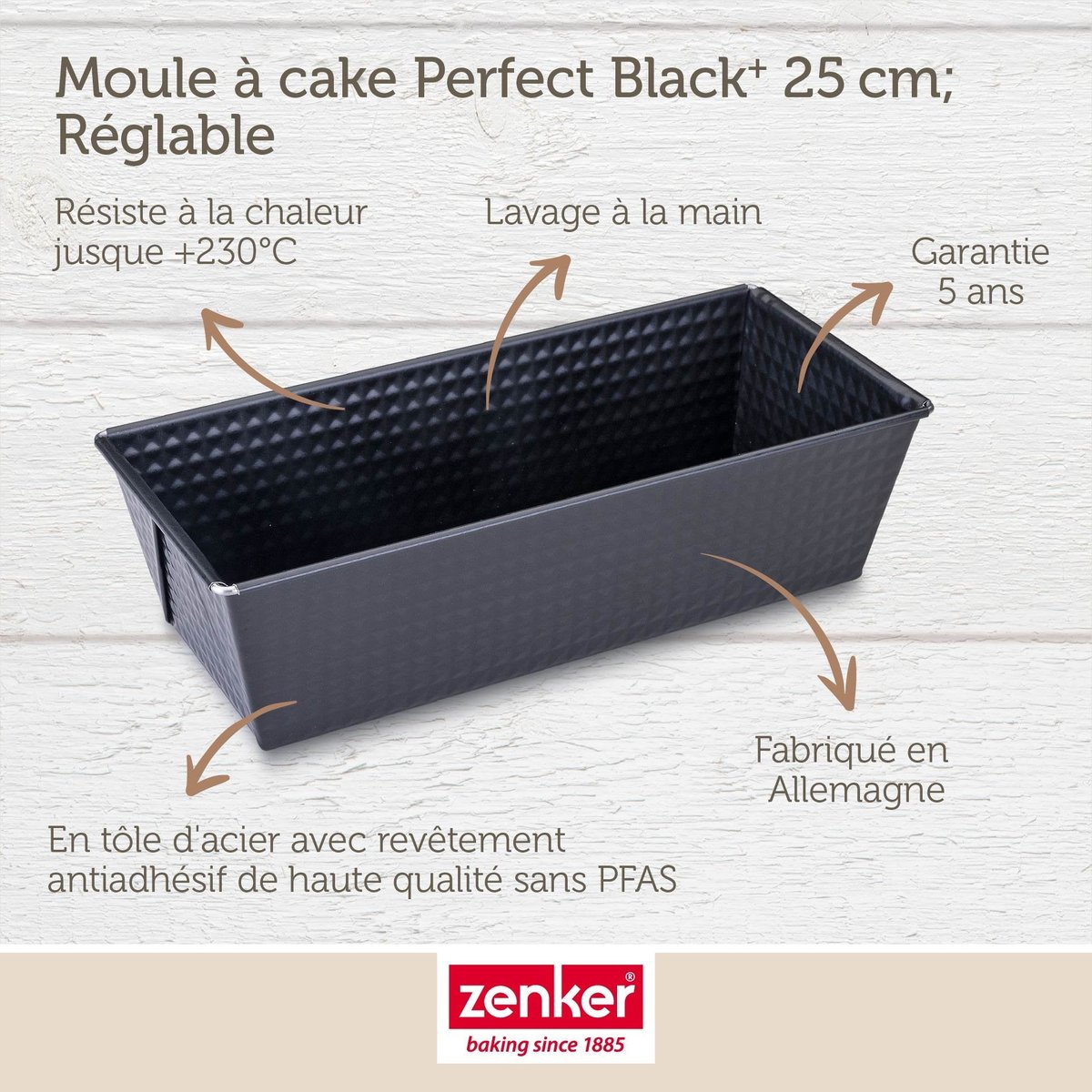 Moule à cake 30,5 x 11,5 x 7 cm PERFECTBACK+ noir, ZENKER