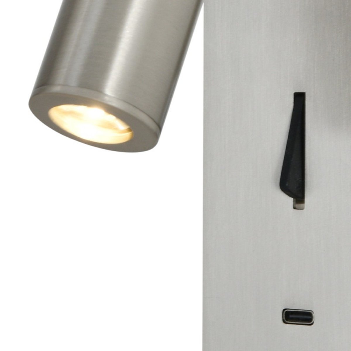 Applique liseuse avec interrupteur et USB C nickel satiné Tarifa nickel mat, MILLUMINE