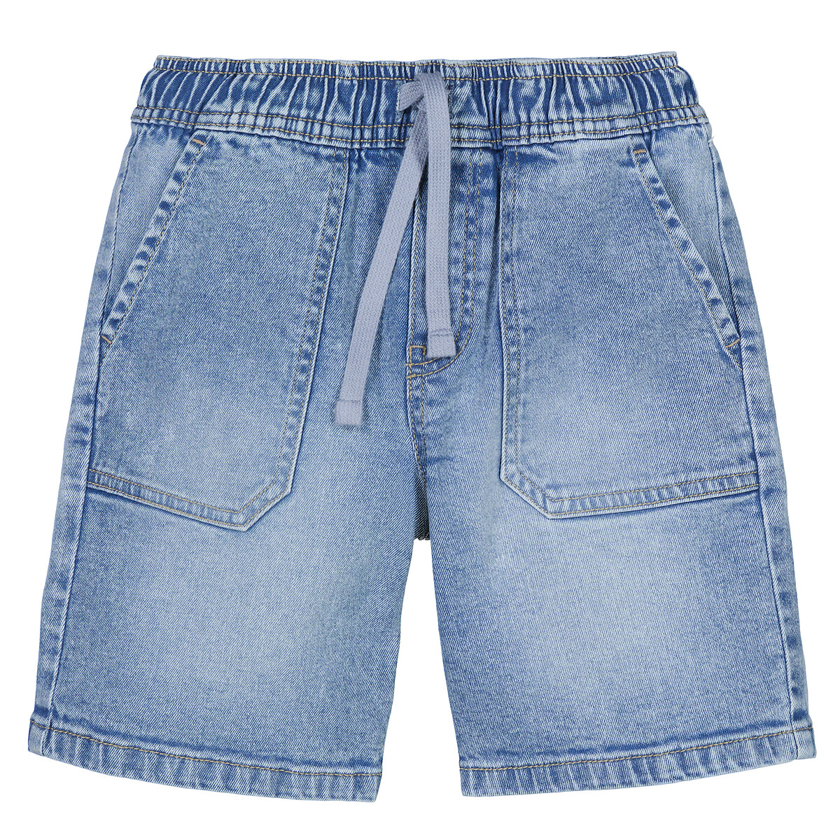 Denim Bermuda Shorts with Ties double stonewashed, LA REDOUTE COLLECTIONS