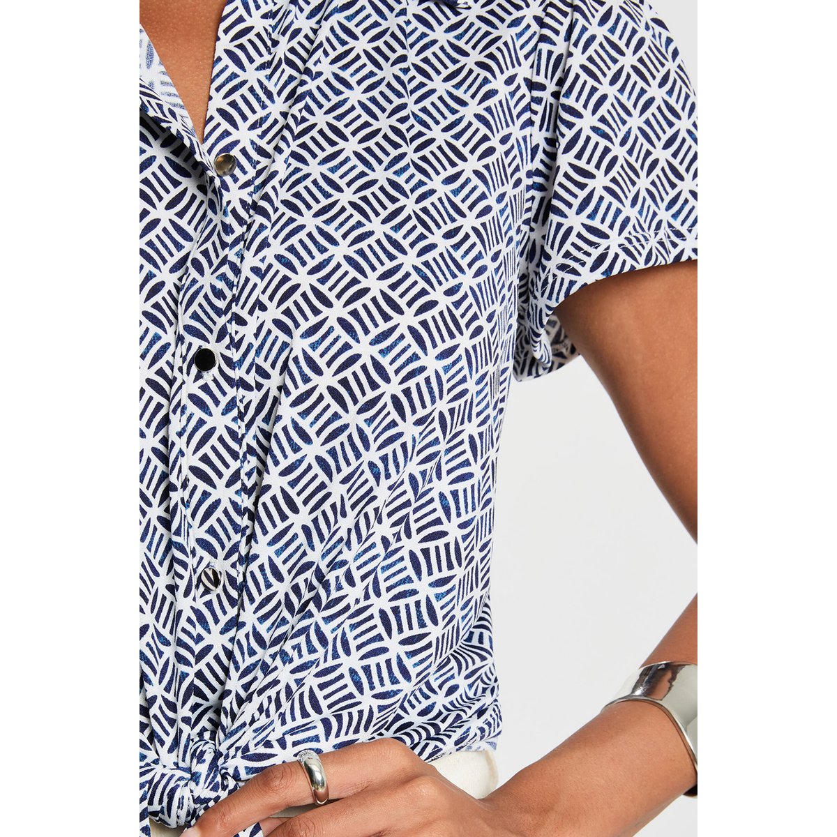 Chemise nouée col à revers blanc, MORGAN