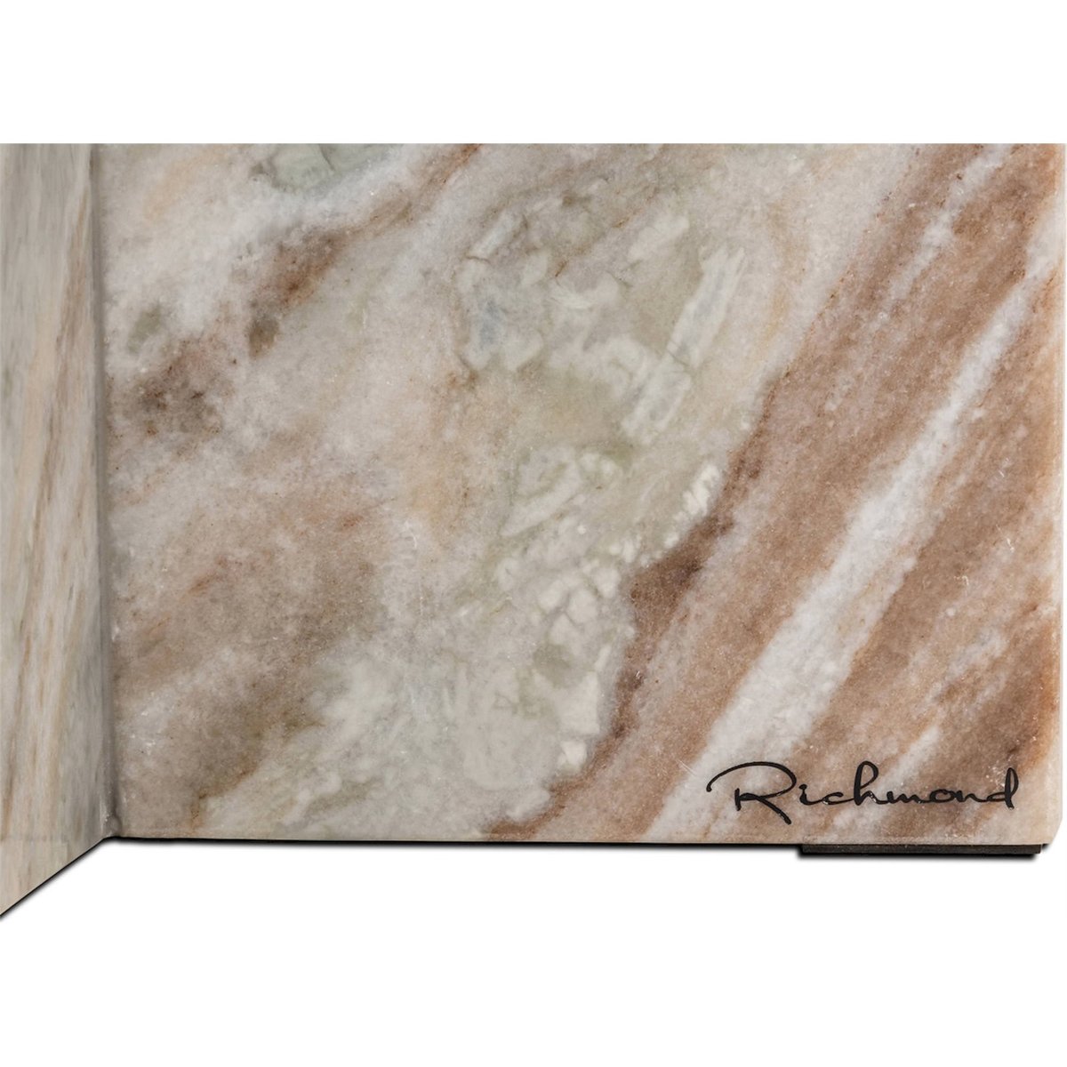 Table d'appoint ronde en marbre marbre rose veiné blanc et beige, RECOLLECTION