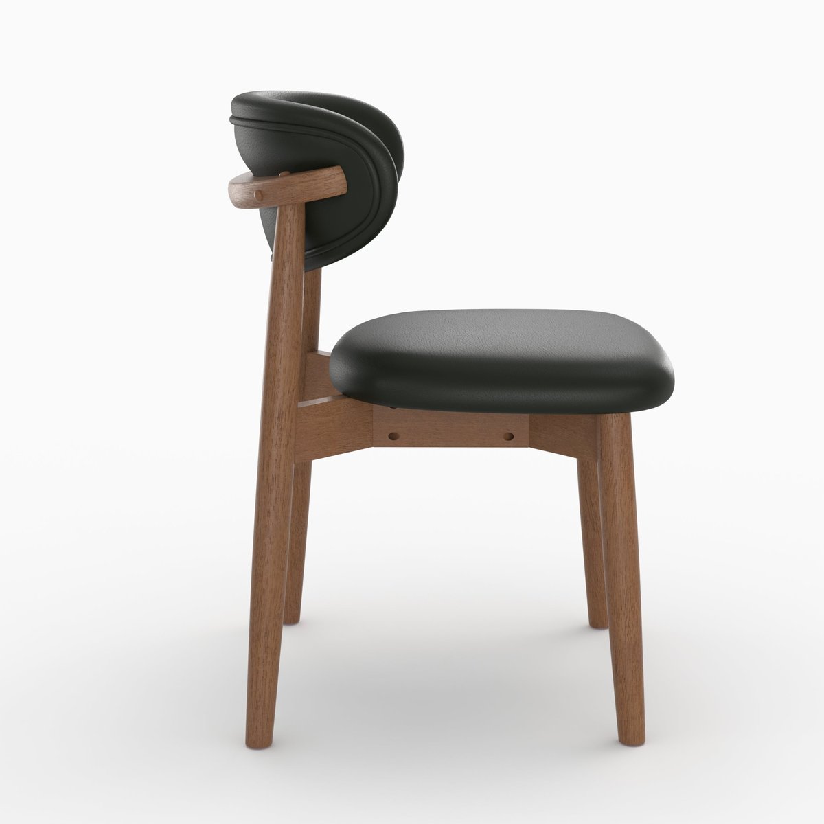 Lot de 2 chaises en cuir et bois d'hévéa - YUNA noir, MAISON PAVANE