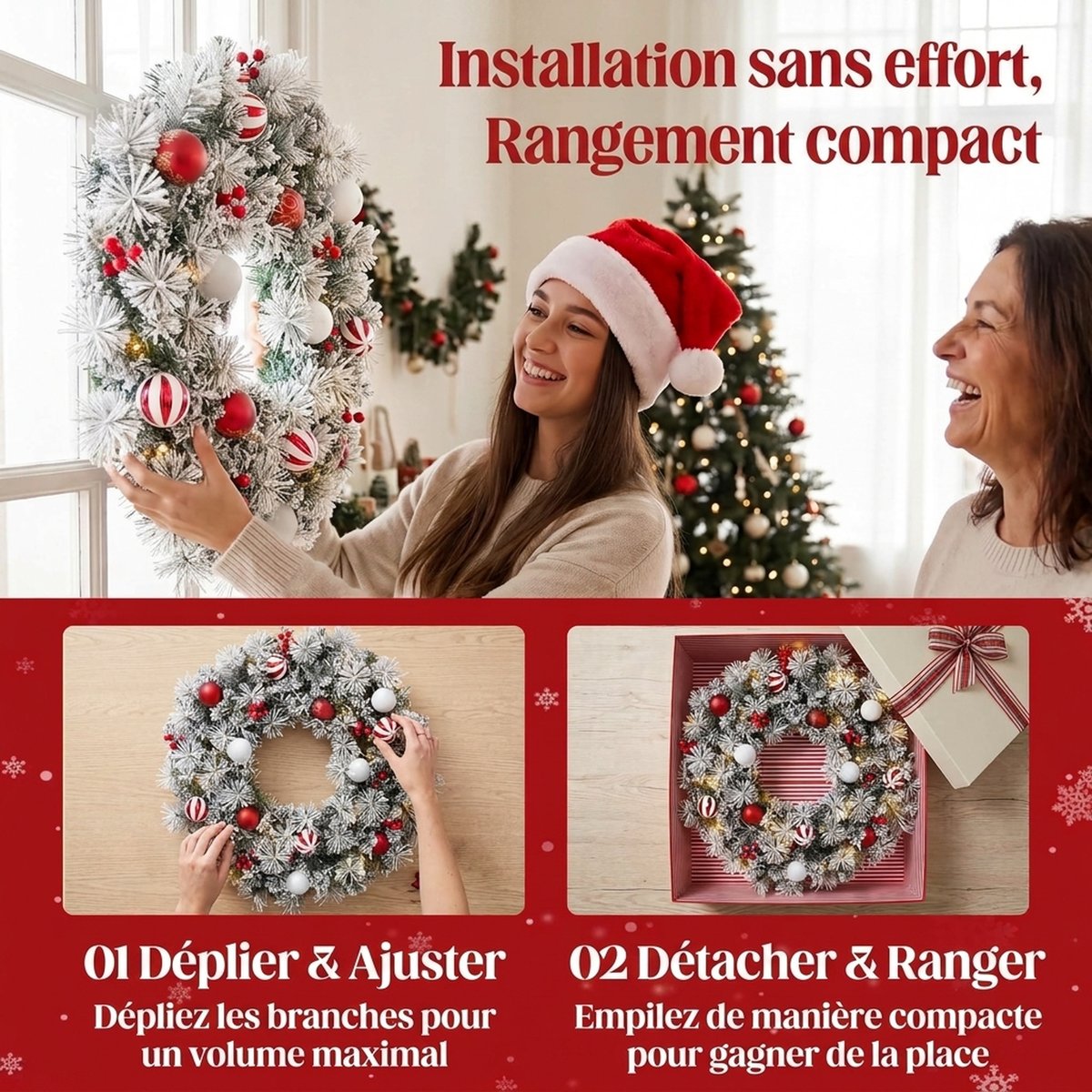 Couronne de Noël PVC Vert vert, HOMCOM