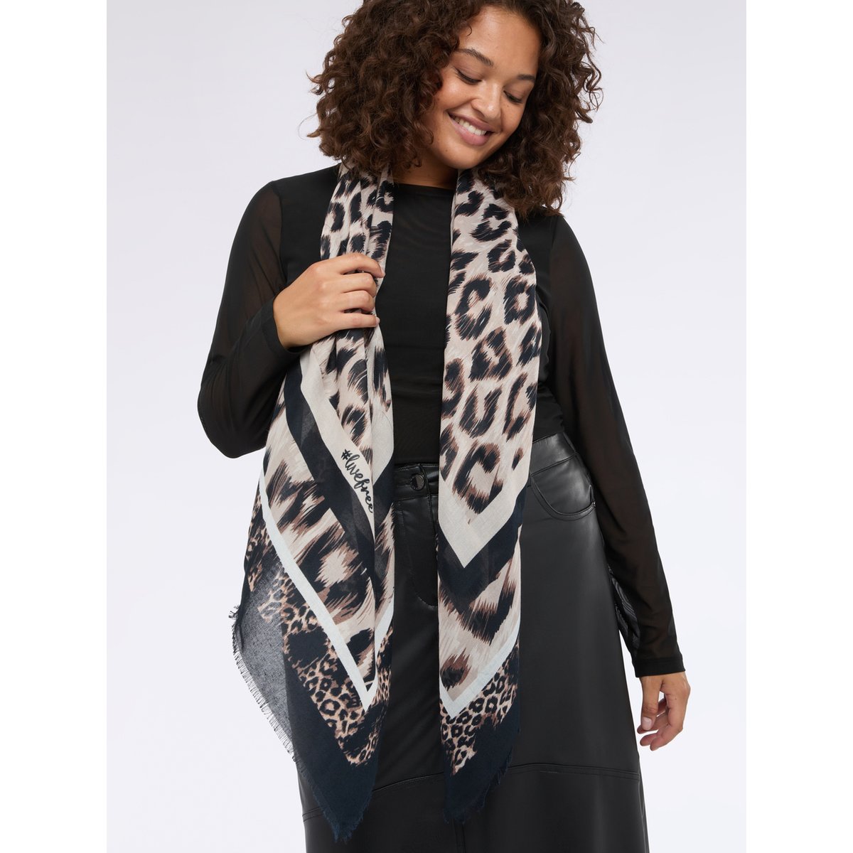 Foulard long avec imprimé animalier marron, FIORELLA RUBINO
