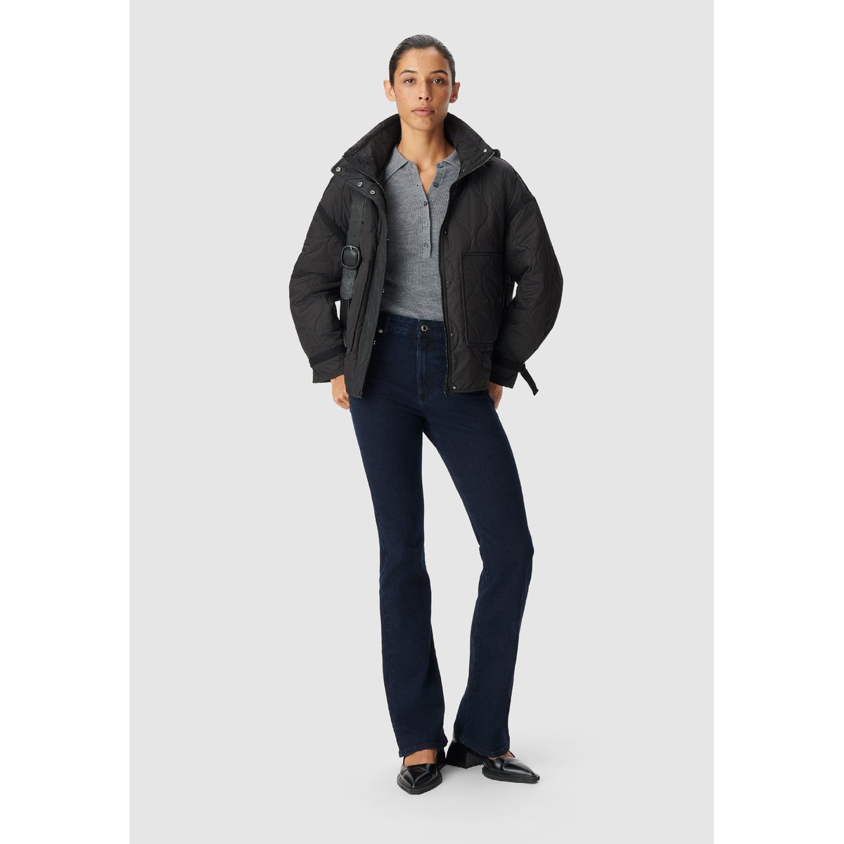 Jean flare taille haute JODIE bleu marine, IKKS