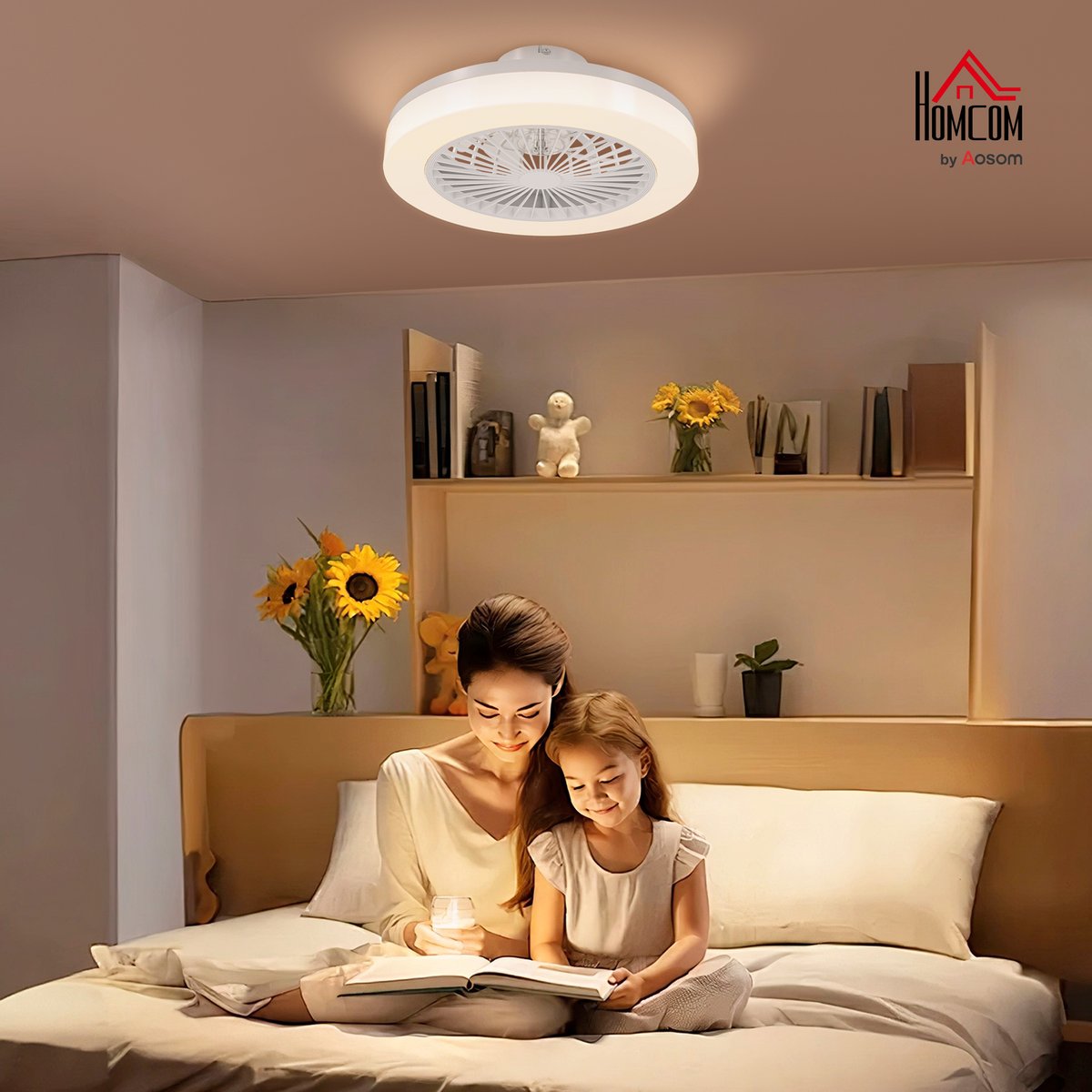 Ventilateur de plafond avec éclairage blanc, HOMCOM