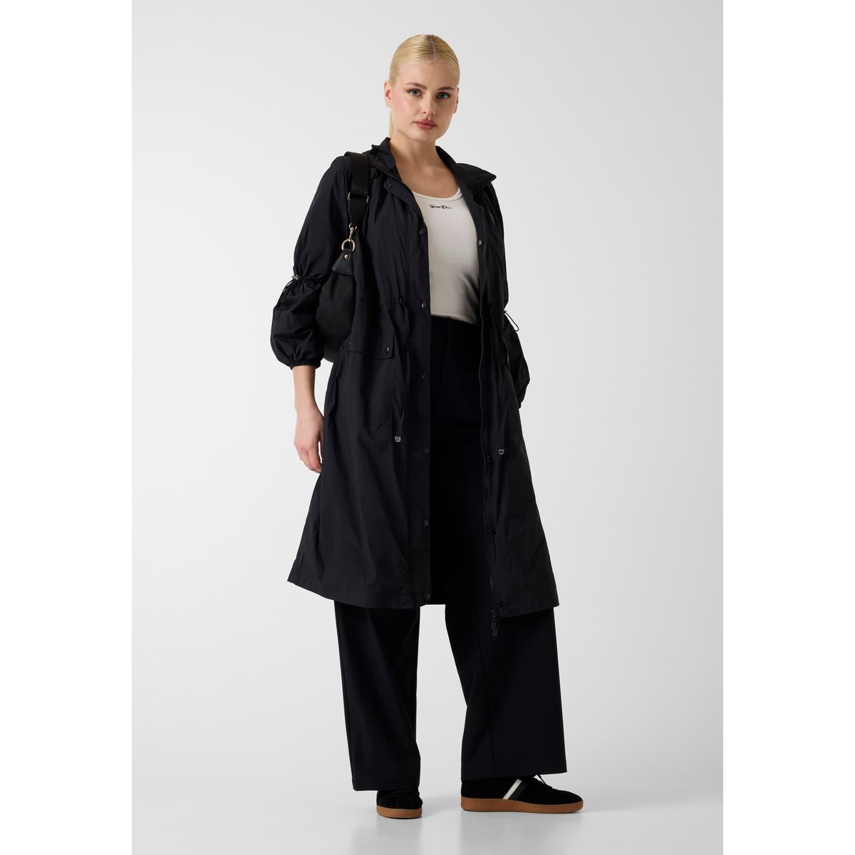 Trench Maxi En Nylon noir, GUESS