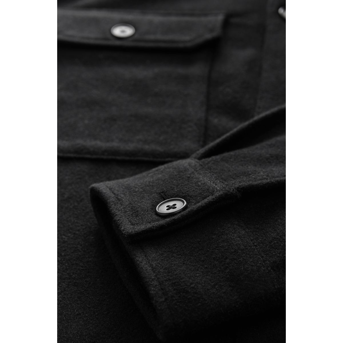 Veste-chemise à deux poches avec laine noir, NEXT