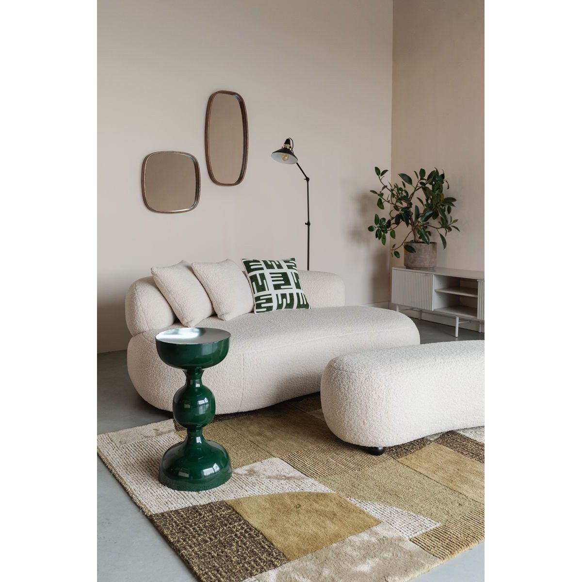 Repose-pied et Pouf en tissu, NOXX blanc, BOITE A DESIGN