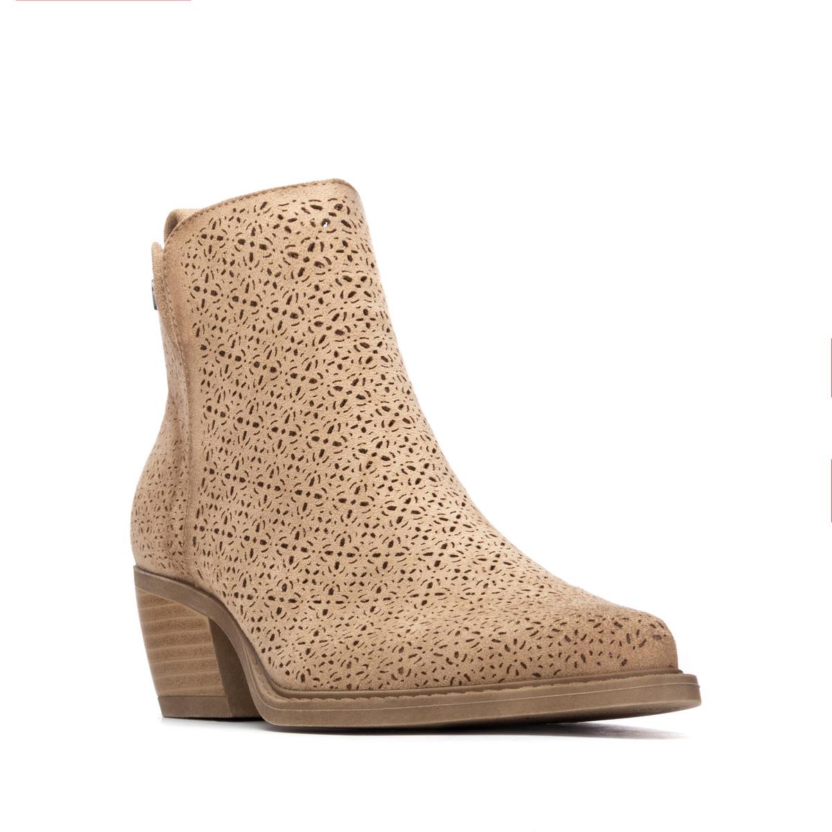 Bottine Talon Décontractée Fermeture éclair beige, REFRESH